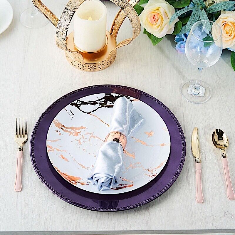 24 pcs 13&#x22; Purple BEADED Round CHARGER PLATES