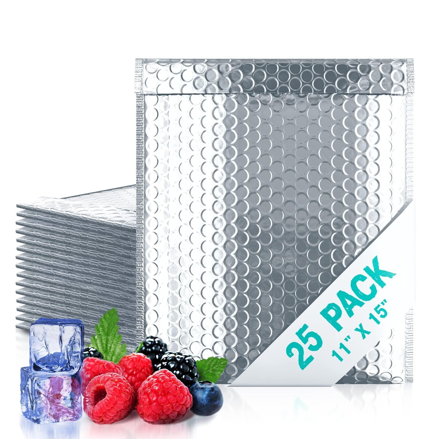Thermal Bubble Mailer 11 x 15 Pack of 25 Foil Mailing Envelopes Self Seal Cool Bubble Mailers Waterproof Cold Shipping Package Insulated Shipping Bags for Food Perishables Cosmetics