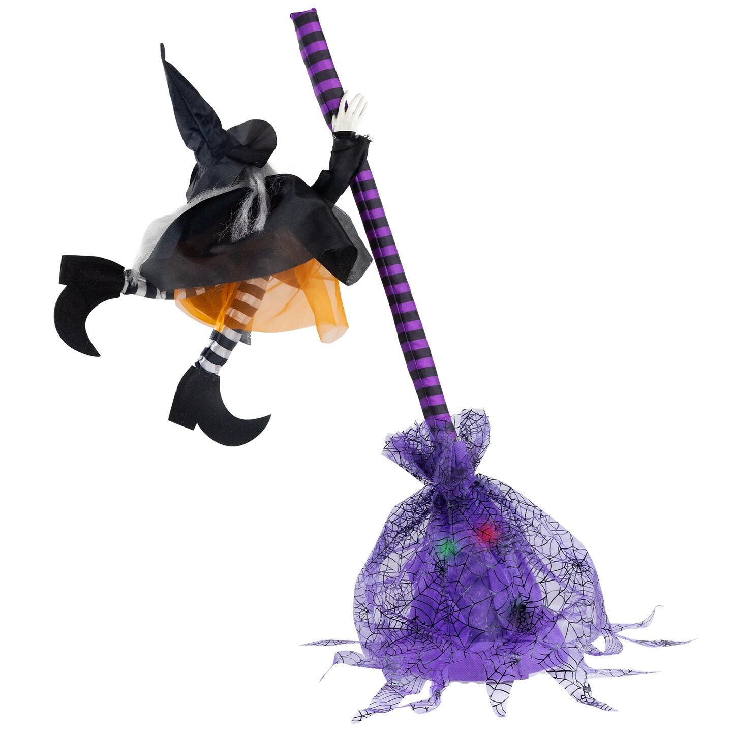 Northlight Animated Flying Witch with Broom Halloween Decoration - 25&#x22;