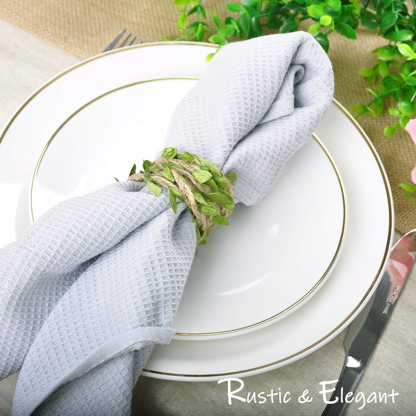 Green Leaf Ribbon with Twine for Jungle D&#xE9;cor &#x26; DIY Crafts