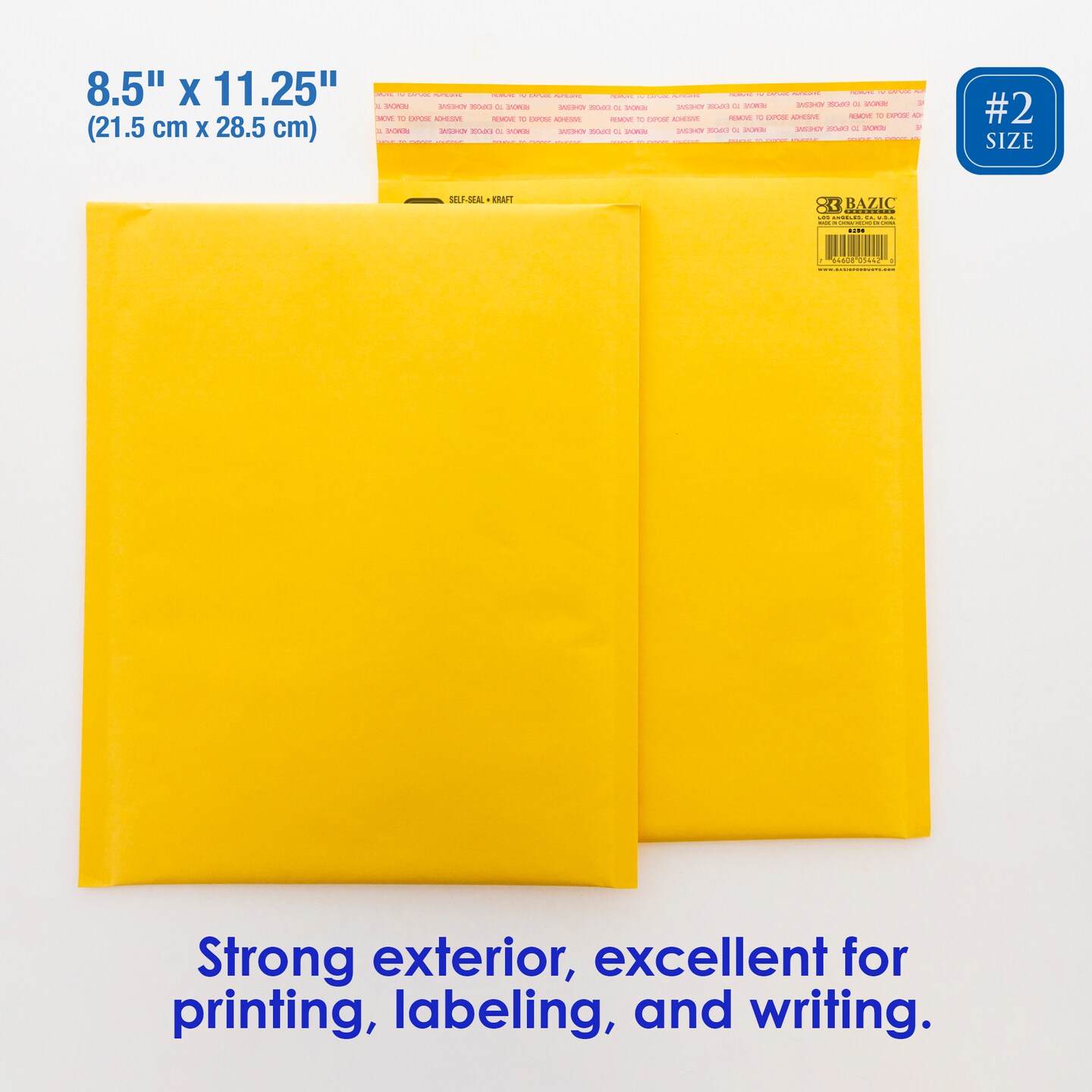 BAZIC Self-Seal Bubble Mailers (#2) 8.5&#x22; X 11.25&#x22;