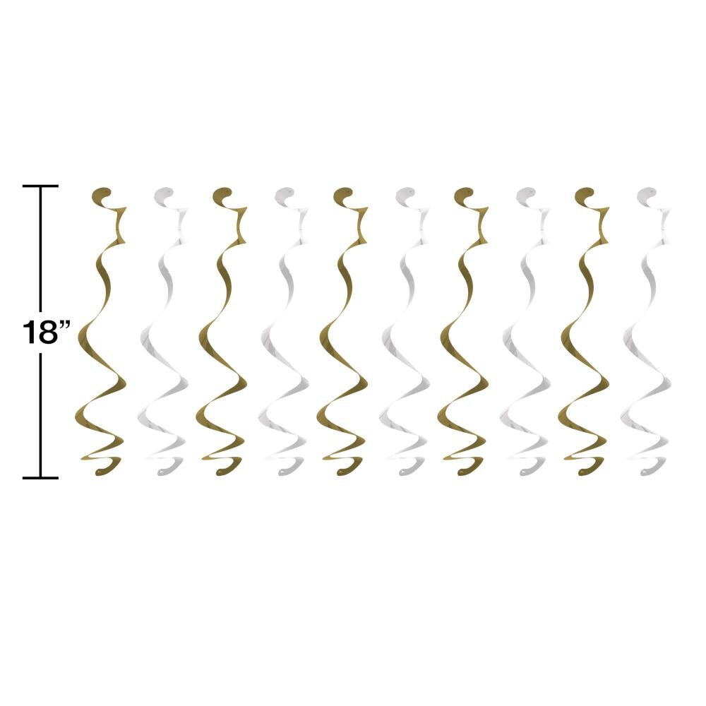 White And Gold Dizzy Danglers (10/Pkg)