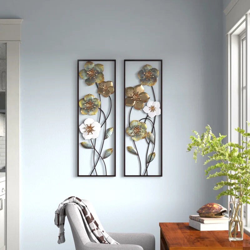 Handmade Traditional Plants &#x26; Flowers Wall Decor on Metal