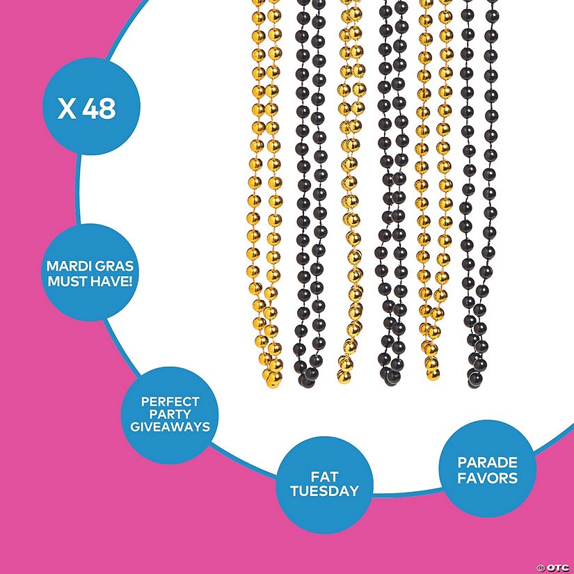 Bulk 48 Pc. Black &#x26; Gold Bead Necklaces | MINA&#xAE;