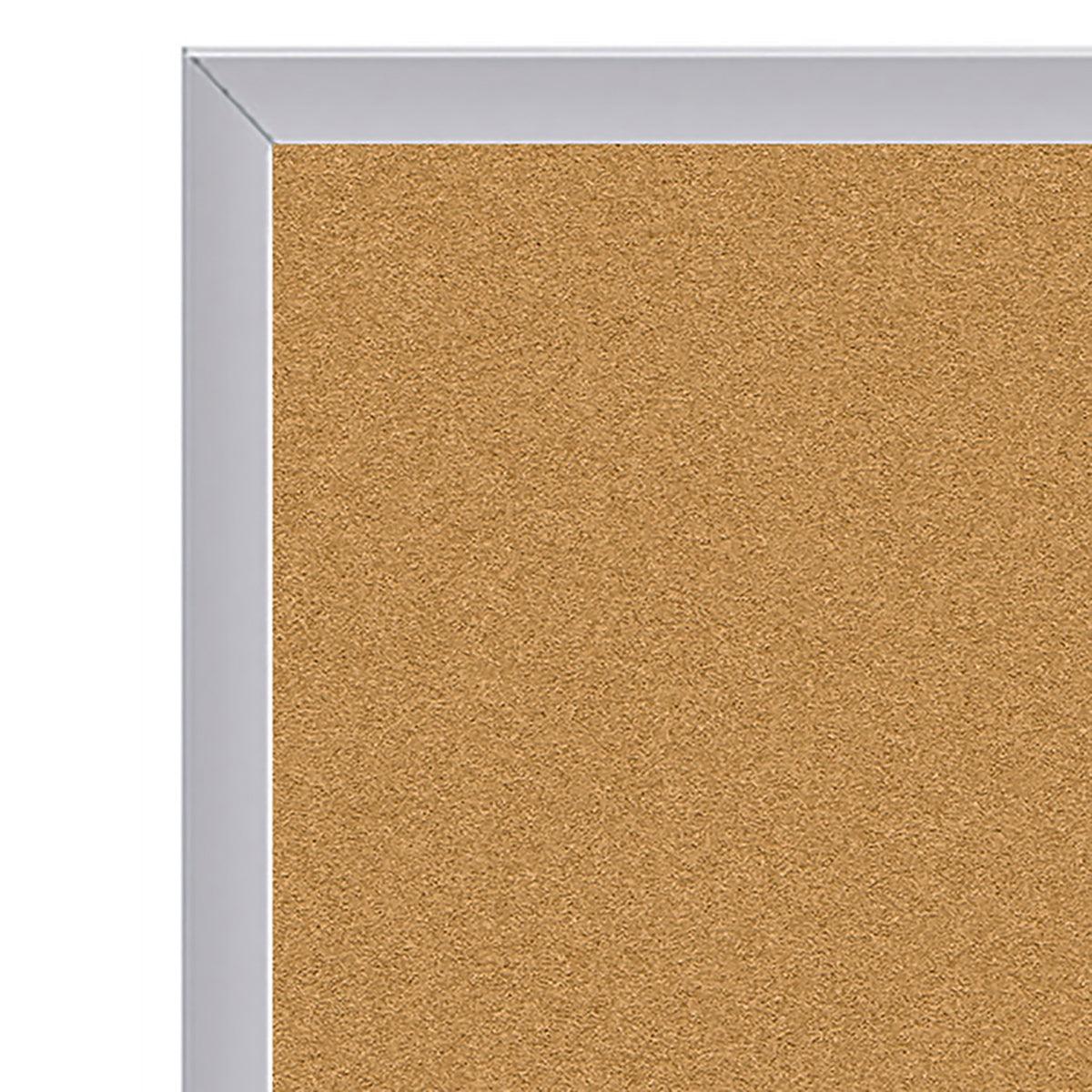 Natural Cork Bulletin Board with Aluminum Frame, 18&#x22;H x 24&#x22;W