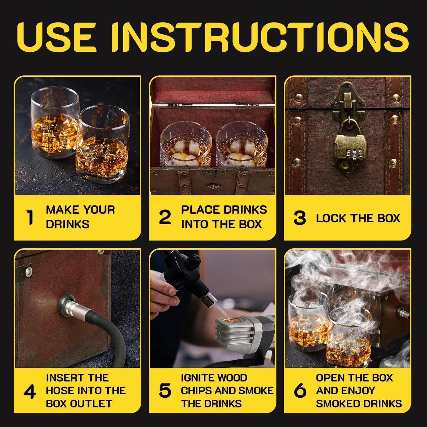 Smoking Gun Wood Smoke Infuser Box  Smoking Box for Smoker Machine  Cold Smoke for Food and Drinks (Smoking Gun and Accessories NOT INCLUDED)