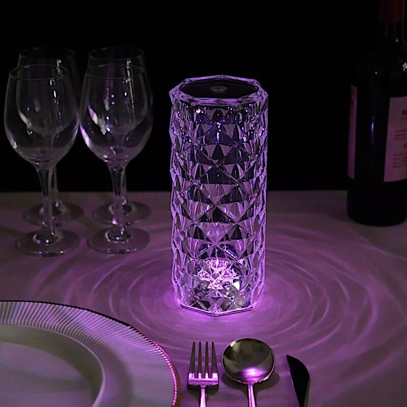 9&#x22; CLEAR Acrylic Crystal DESK LAMP Decorative Rose LED Light