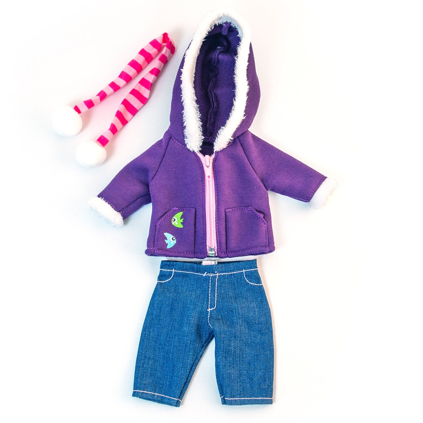 Doll Clothes, Fits 12-5/8&#x22; Dolls, Cold Weather Purple Fleece Set