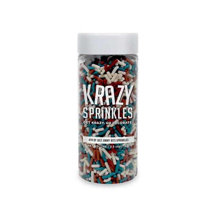 Krazy Sprinkles - 4th of July Jimmies Mix (1/2 Cup, 1x Jar) for Cakes, Ice Cream &#x26; Cookies