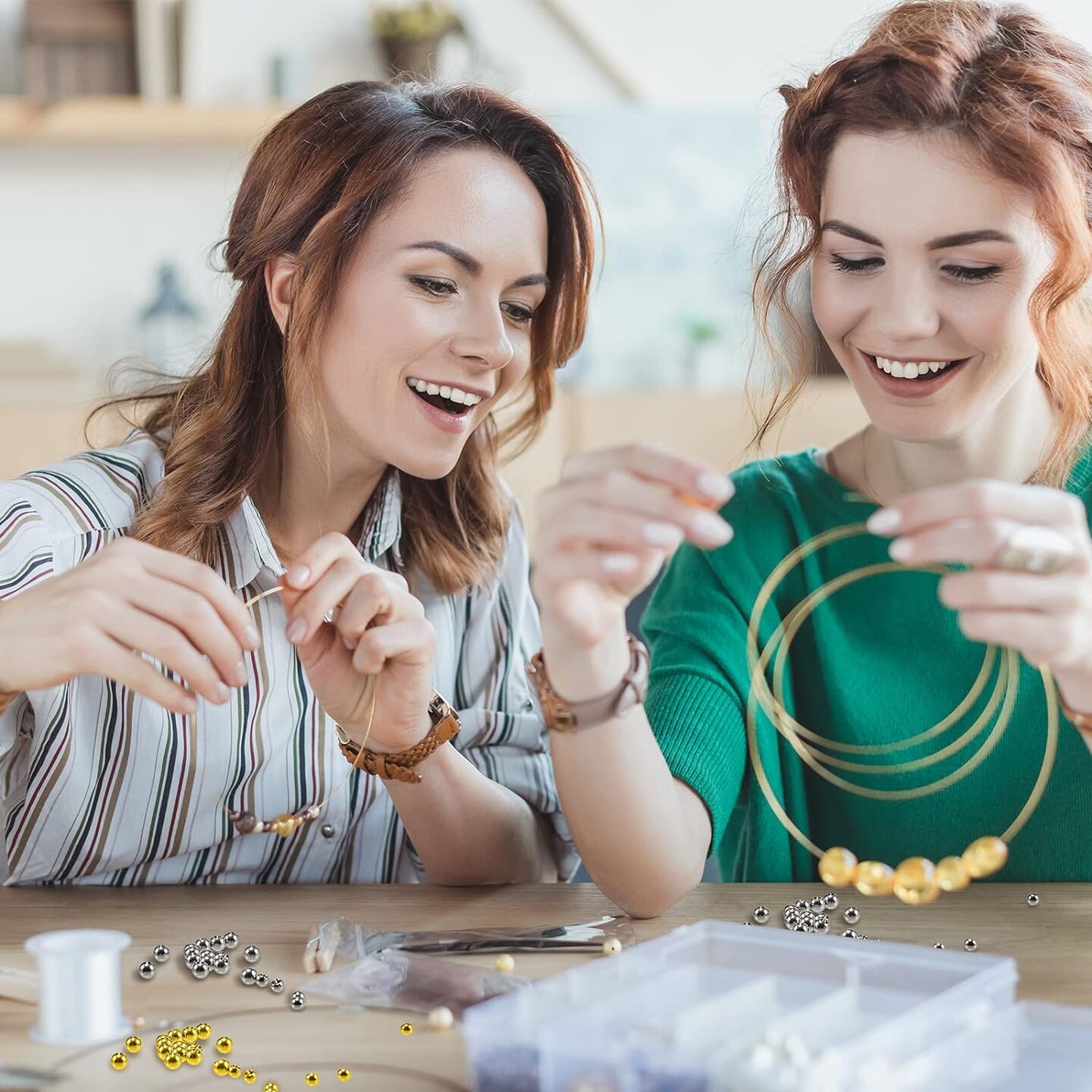 120 Pieces Memory Wire End Caps 3mm 4mm 5mm Stainless Steel Cord End Caps Half Drilled Beads Ball End Jewelry End Cap for Earrings Necklace Bracelet Jewelry Making DIY Crafts (Gold, Silver)