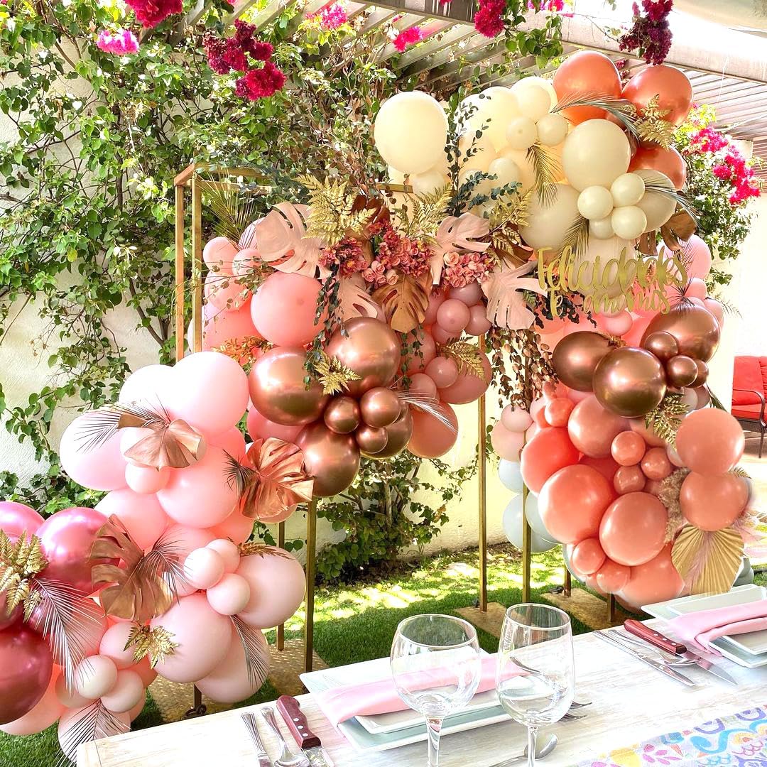 Retro Blush Pink Party Balloons, 60Pcs 12Inch Dusty Pink Metallic Chrome Rose Gold Balloons Beige Blush Latex Balloons for Birthday Wedding Baby Shower Party Decoration