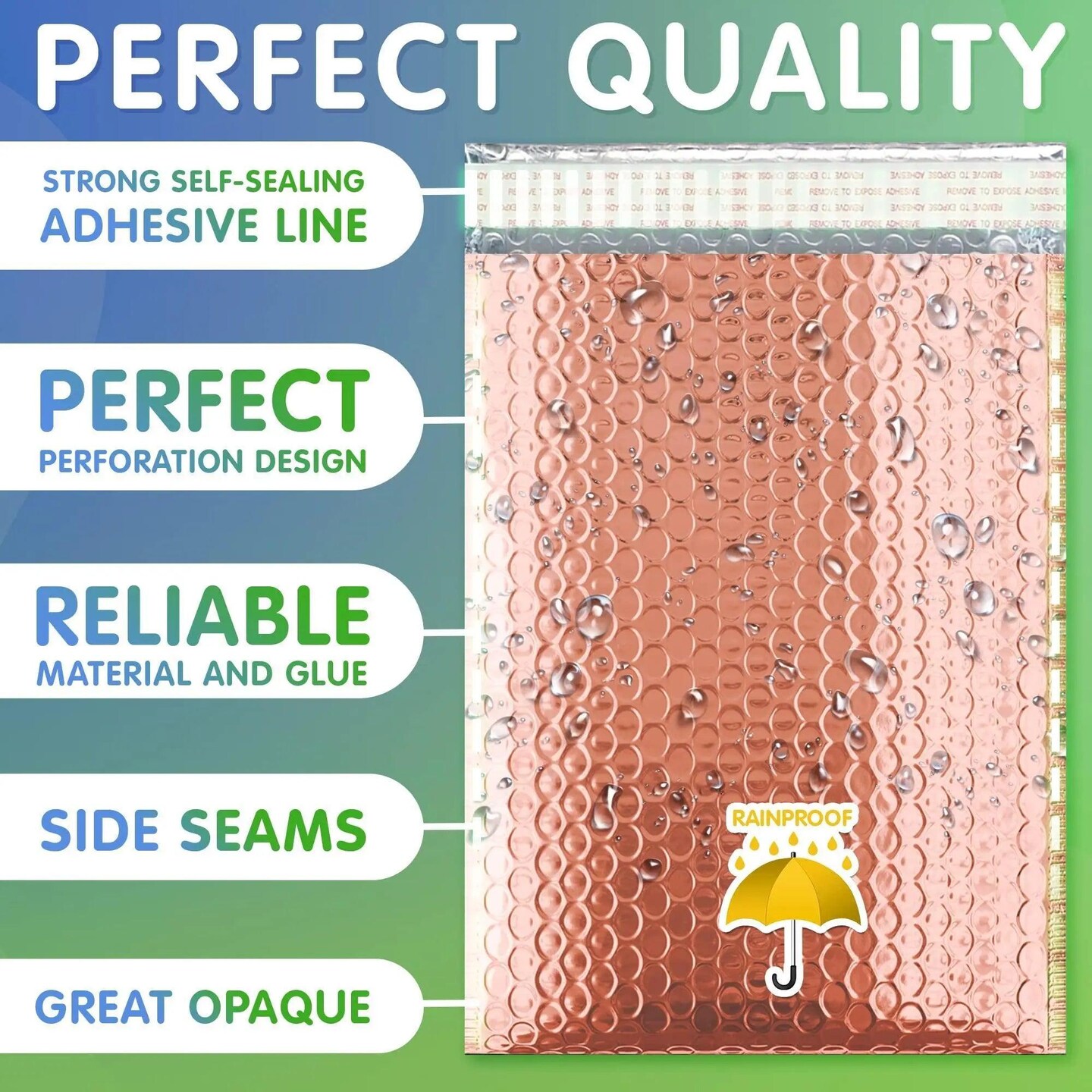 AMZ Rose Gold Bubble Mailer 8 x 11. Pack of 25 Padded Envelopes Rose Gold Foil Mailing Envelopes 8x11 Metallic Padded Shipping Packing Supplies Self Seal Cute Bubble Mailers