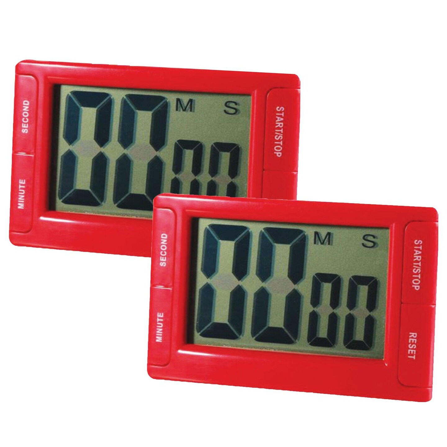 Big Red Digital Timer 3.75&#x22; x 2.5&#x22; with Magnetic Backing and Stand, Pack of 2