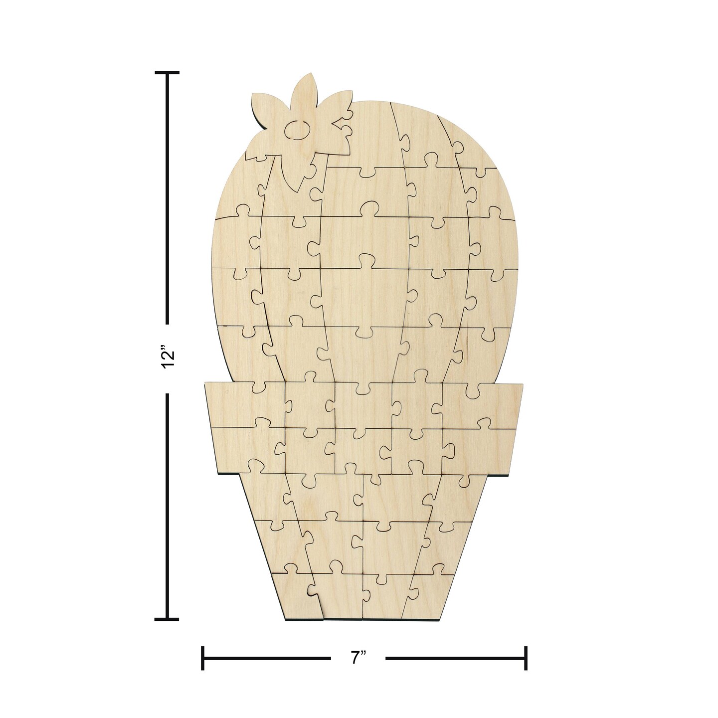 Leisure Arts Wood Puzzle Large Cactus 46 pieces 7"x 12" Blank Puzzles, Make Your Own puzzle, Blank Puzzle Pieces Blank Wooden Puzzles DIY Jigsaw Puzzles, blank puzzles to draw on
