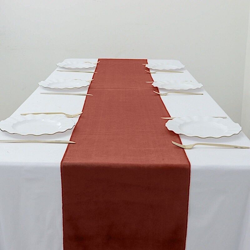 TERRACOTTA 12x107&#x22; Premium Velvet Table Runner