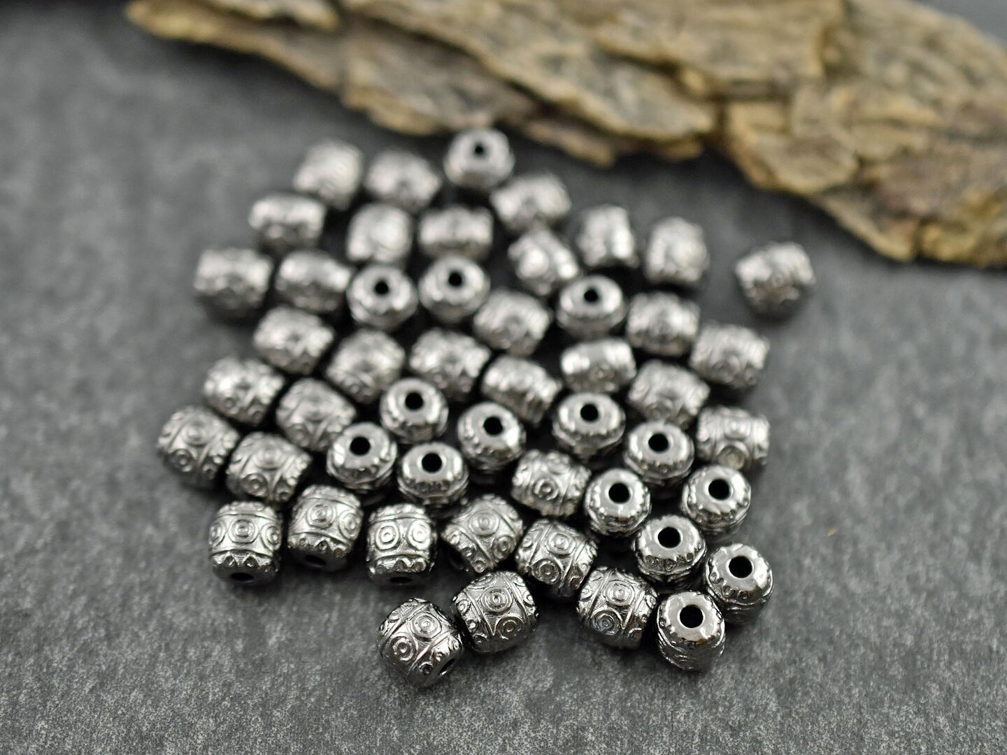 *50* 6x5mm Gunmetal Barrel Beads