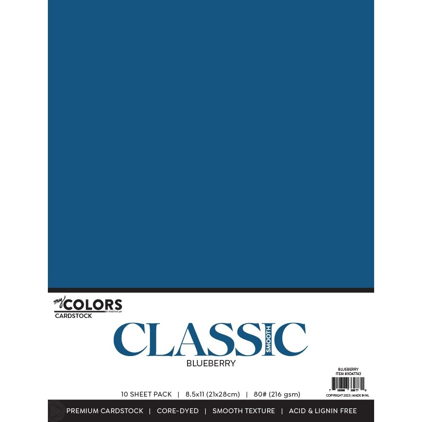 My Colors Classic 80lb Weight Cardstock 8.5&#x22;X11&#x22; 10/Pkg-Blueberry