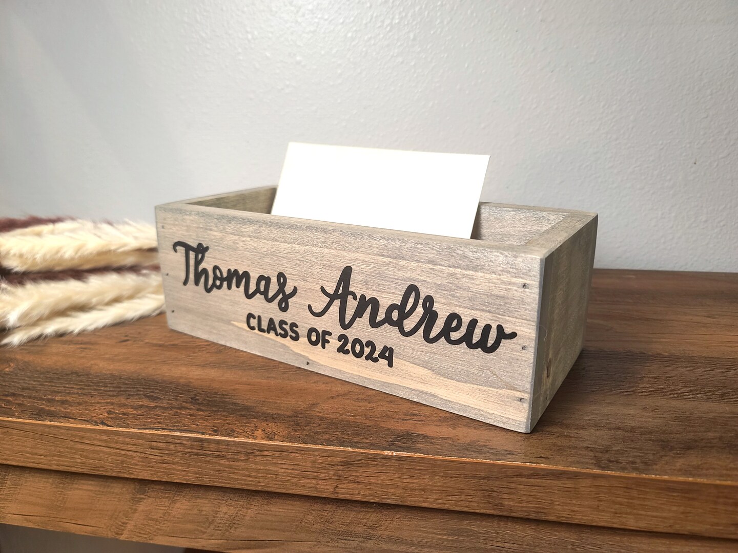 Personalized Graduation Card Box, grad party decor, keepsake gift for graduate, dorm room decor, desk organizer, custom card box | MakerPlace by Michaels Personalized Graduation Card Box, grad party decor, keepsake gift for graduate, dorm room decor, desk organizer, custom card box | MakerPlace by Michaels