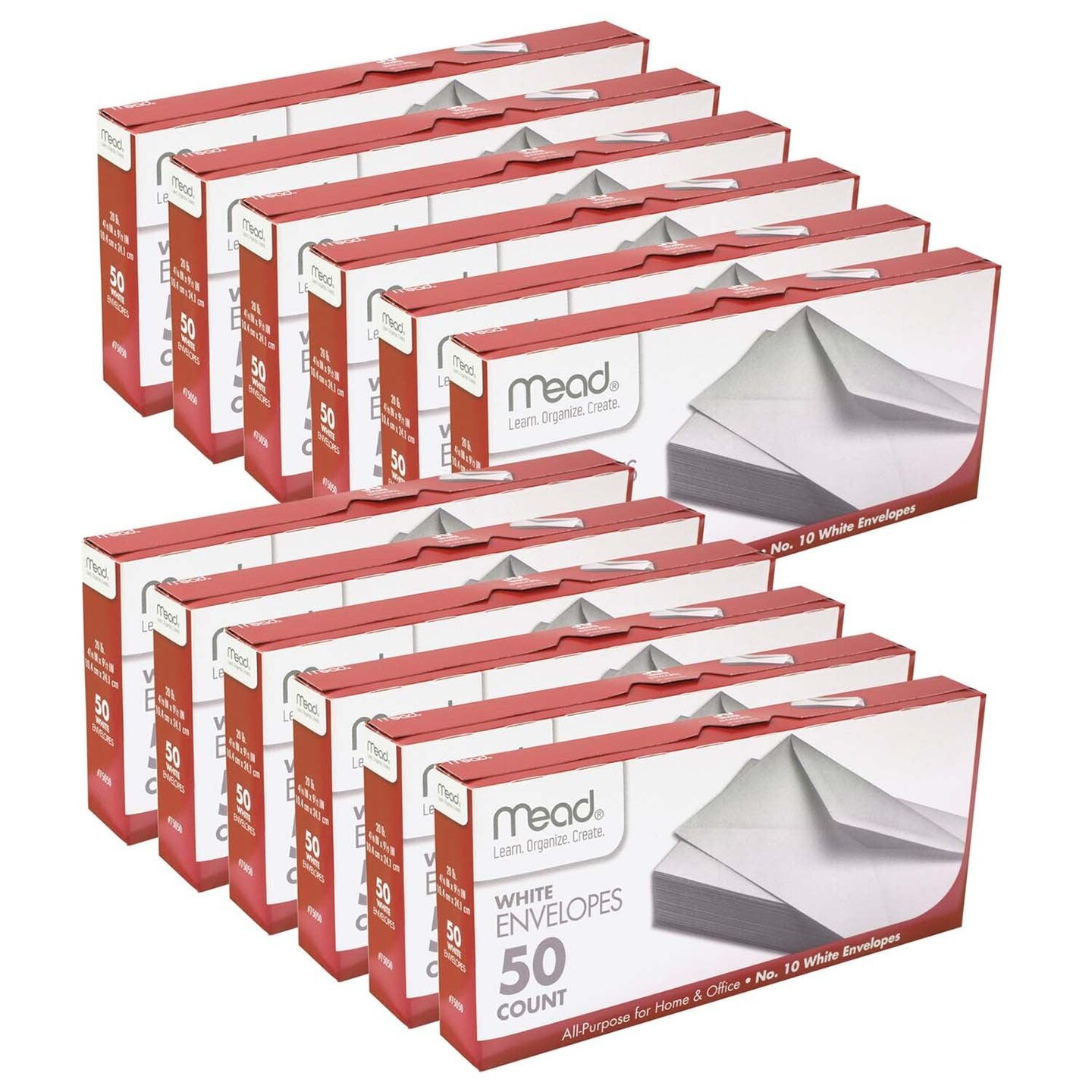 Boxed Envelopes, White, 4.13&#x22; x 9.5&#x22;, 50 Per Box, 12 Boxes