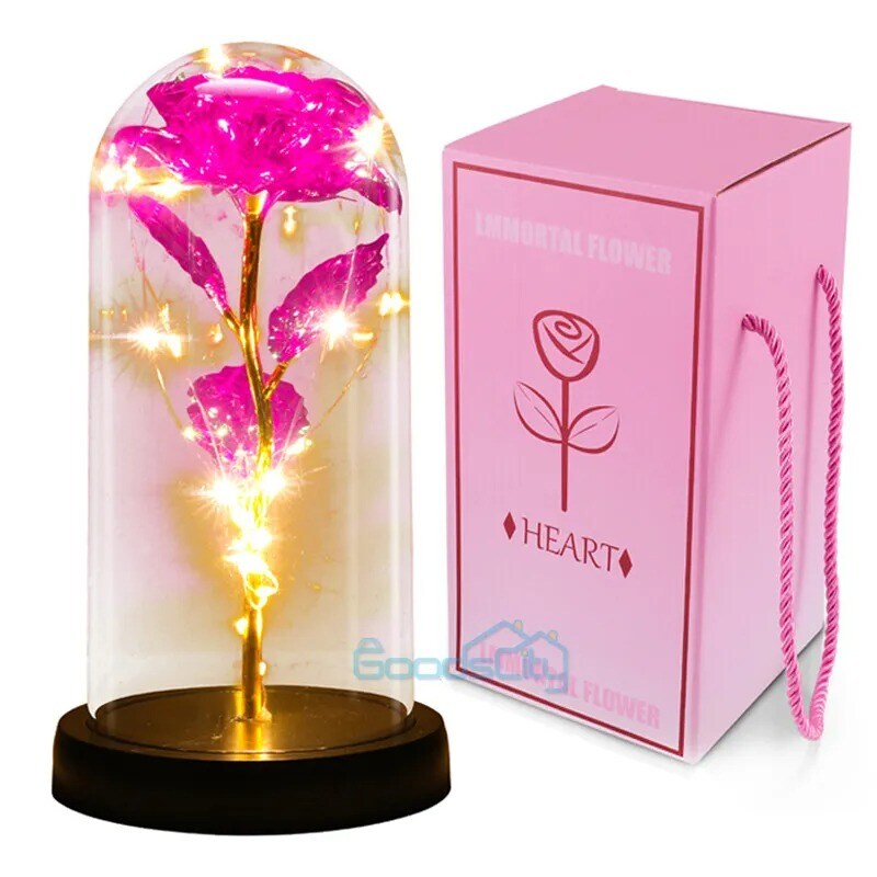 LED Galaxy Enchanted Rose Glass