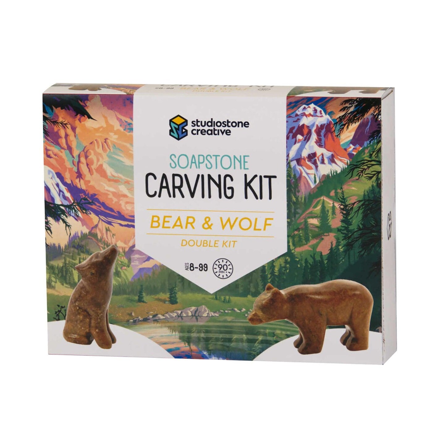 Mothers Day Gift - Bear &#x26; Wolf Double Soapstone Carving Kit