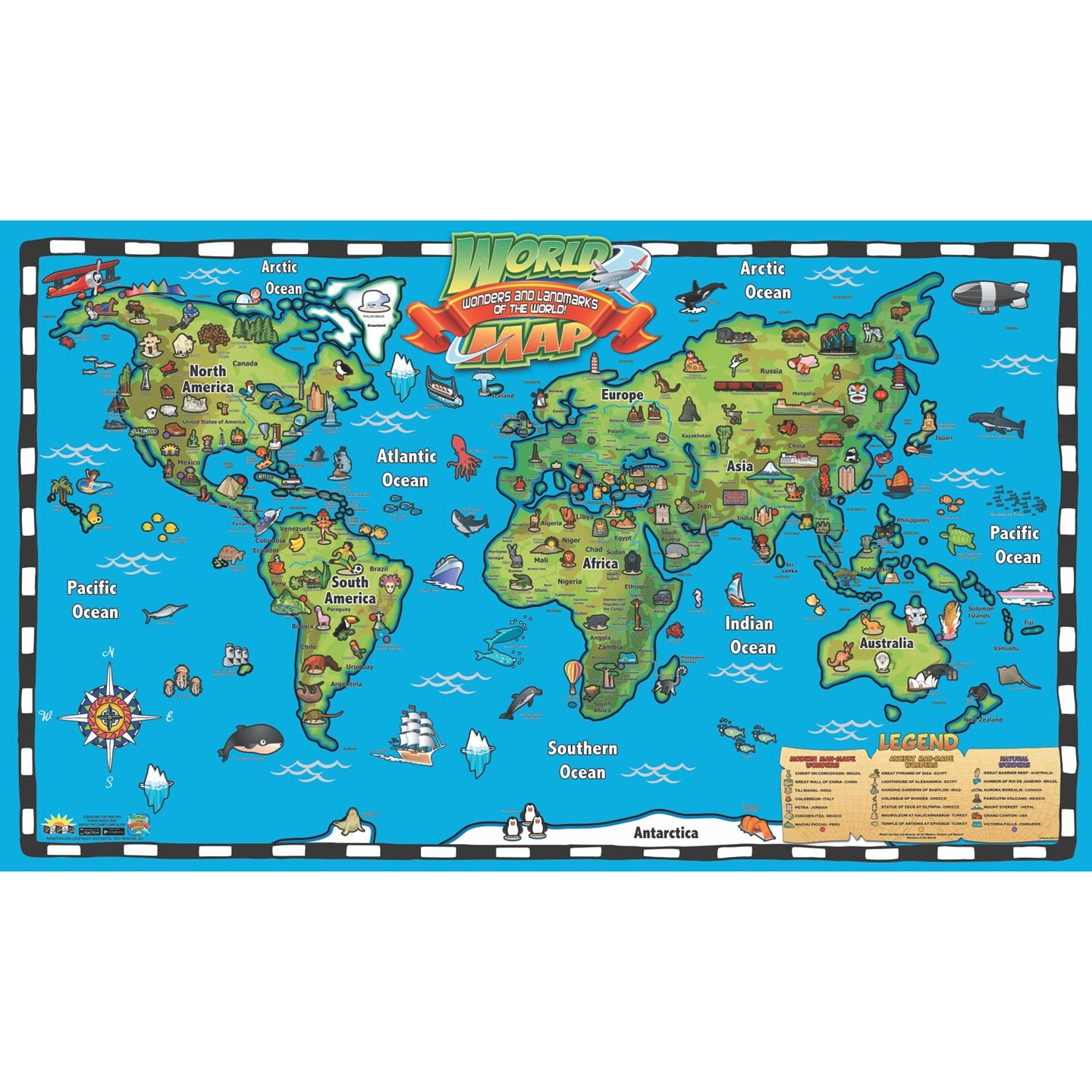 Kid&#x27;s World Map Interactive Wall Chart with Free App