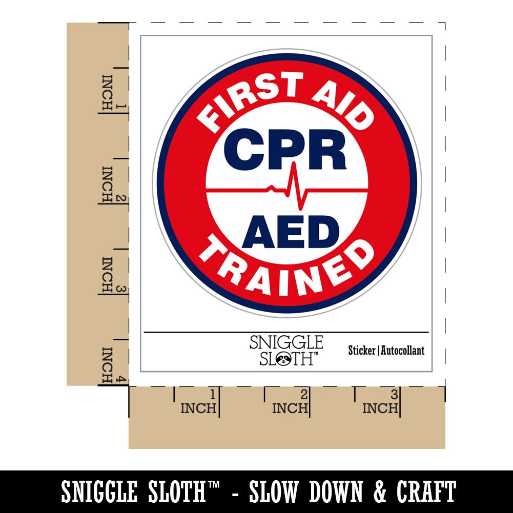 First Aid AED CPR Trained Waterproof Vinyl Phone Tablet Laptop Water Bottle Sticker Set - 5 Pack