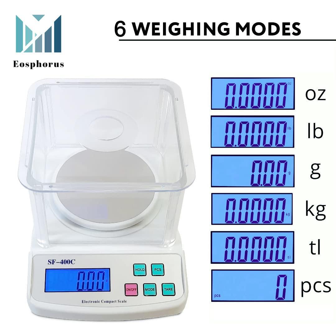 Ounce and Gram Scale 0.01g Accuracy Digital Scale Electronic Balance Laboratory Scales 600g Capacity &#x2013; Windshield USB Charger AC DC Adapter Included