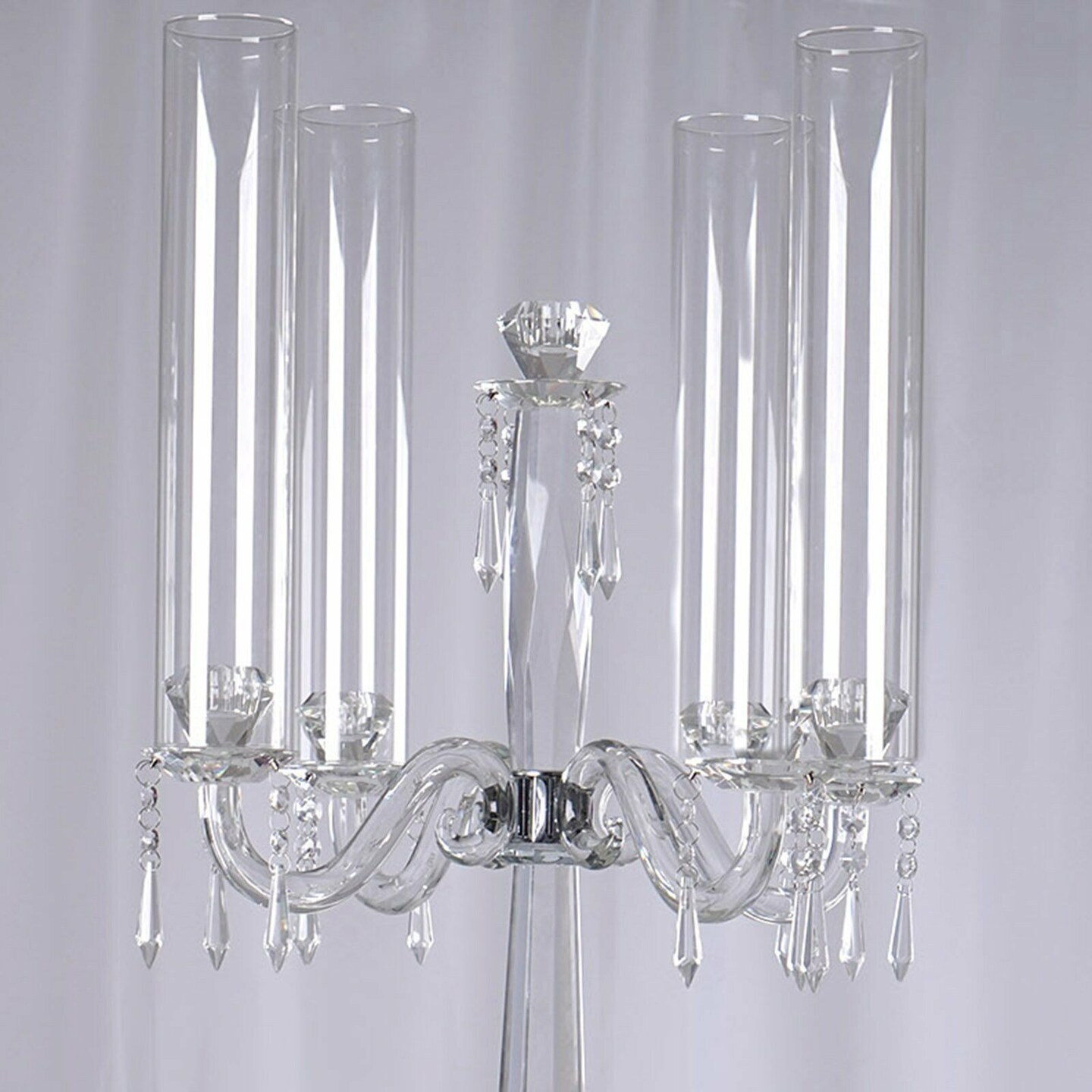 36&#x22; Clear 4 Arm Crystal Glass Candelabra TAPER CANDLE HOLDER
