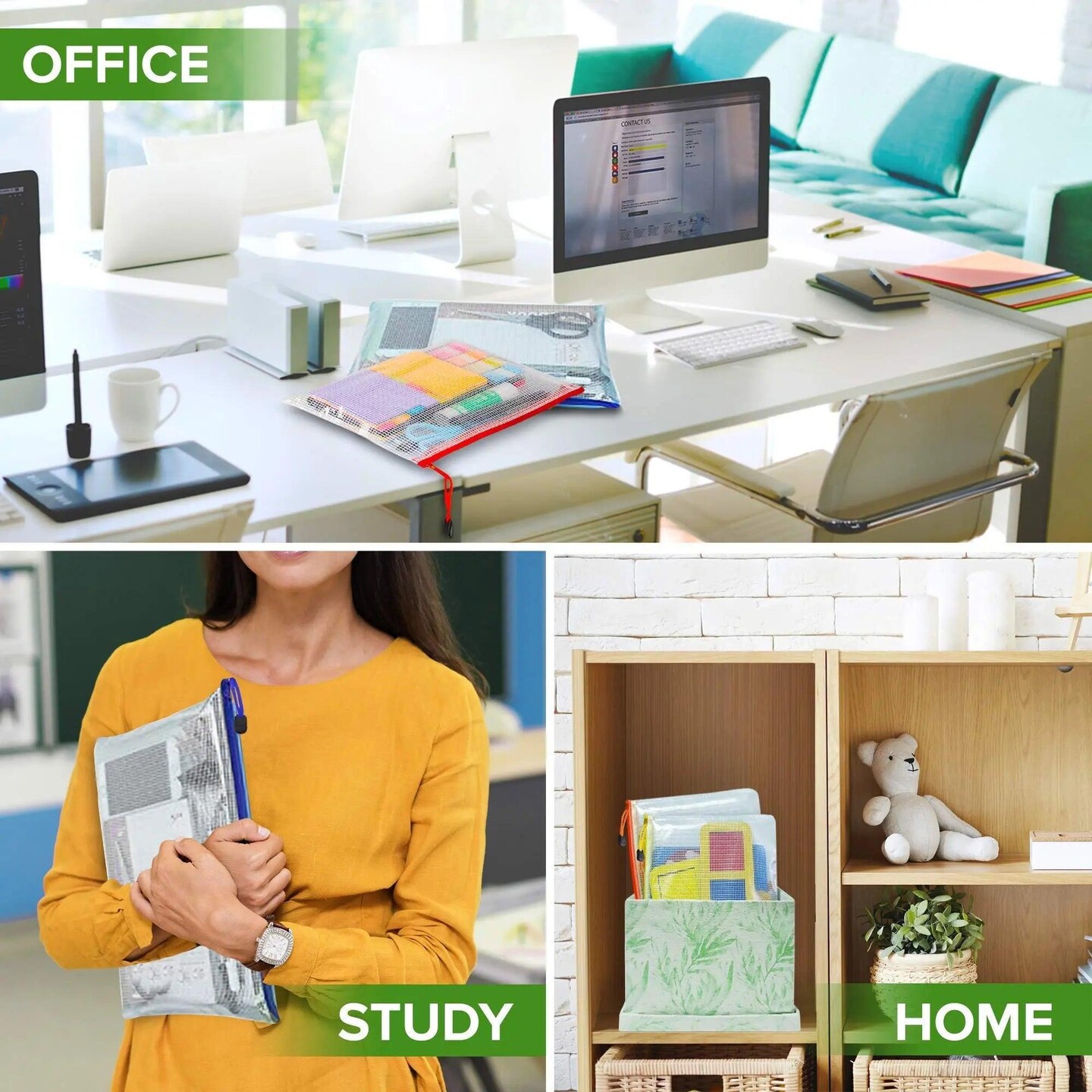 5 Pack Mesh Zipper Pouch Document Bag Letter Size A4 (9.5x13.5 inch) Waterproof Document Pouch Zip File Folders Mesh Zippered Organizer for School Office Supplies Cosmetics Travel Accessories