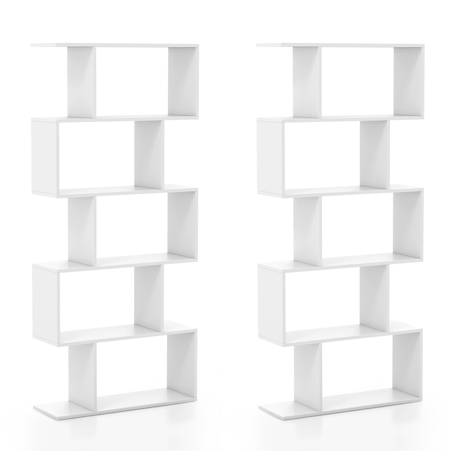 5-tier Bookshelf With Anti-toppling Device For Living Room Home Office