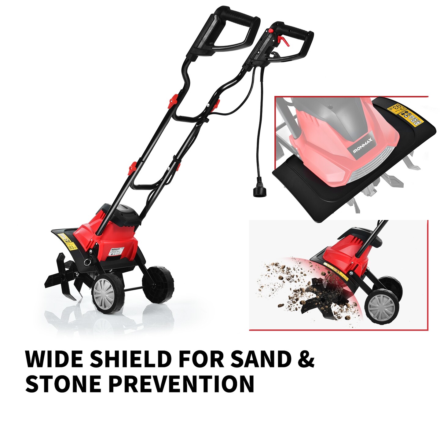 Corded Electric Tiller and Cultivator 9-Inch Tilling Depth-14 inches