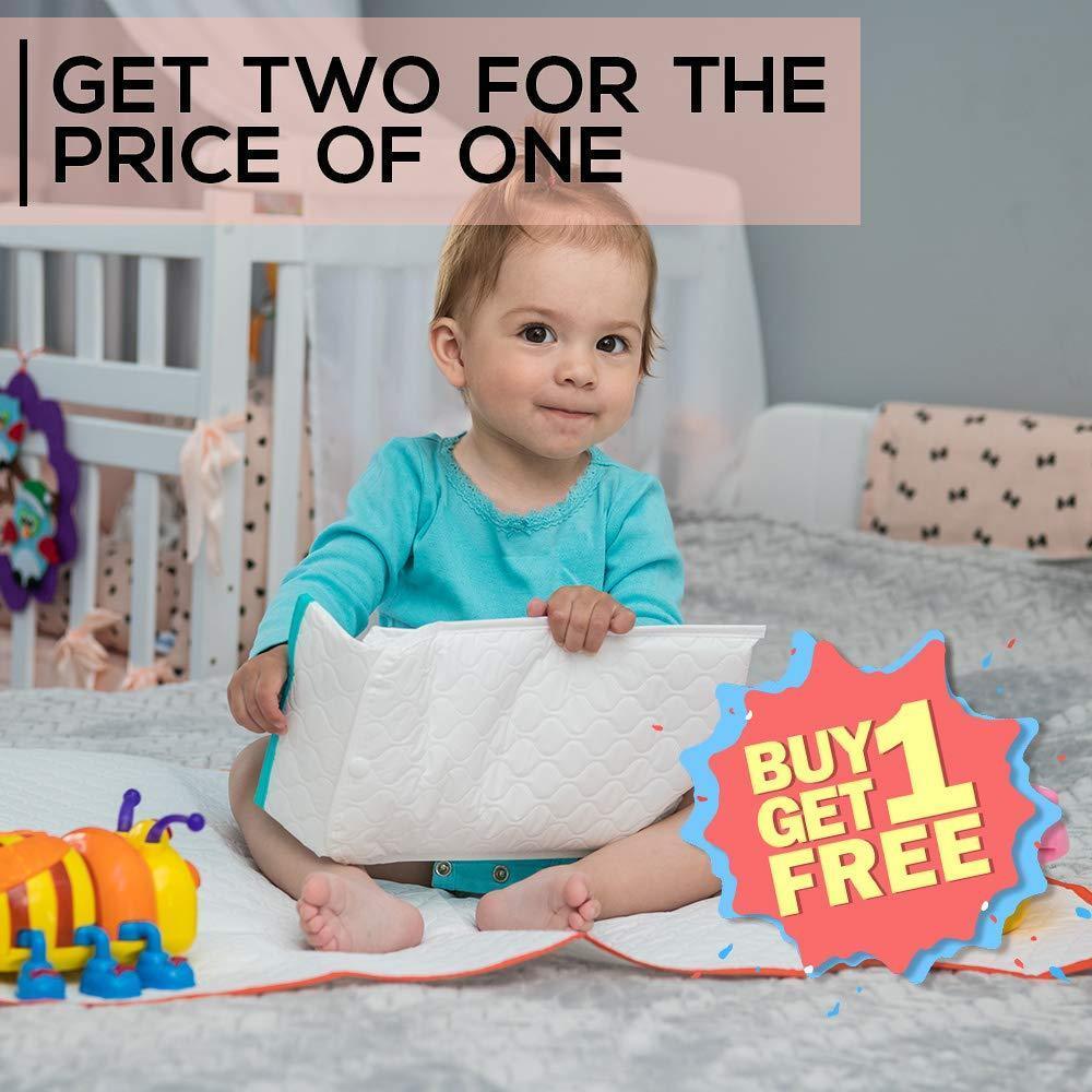 Portable Changing Pad Large Size 25.5&#x201D;x31.5&#x201D; Pack of 2   Vinyl Waterproof Reusable Baby Changing Mats for Girls Boys   Reinforced Seams &#x26; Free Storage Bag   Change Diaper Mat   Extended Warranty 2 y