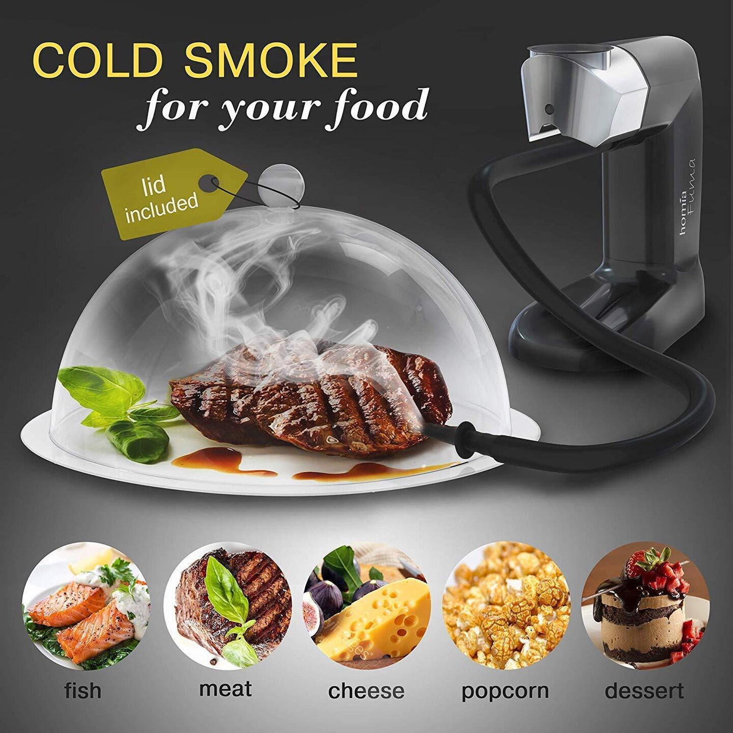 Smoking Gun Wood Smoke Infuser  Premium Kit 14 PCS Smoker Machine with Accessories and Wood Chips  Cold Smoke for Food and Drinks  Gift for Man