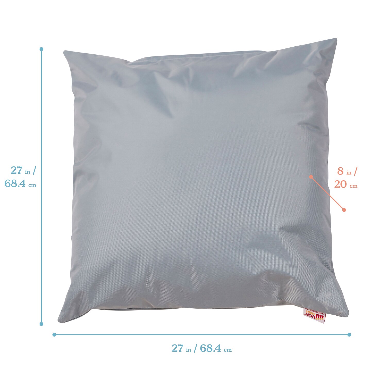 Jumbo Floor Pillow, Indoor and Outdoor Flexible Seating Cushion, 27in x 27in