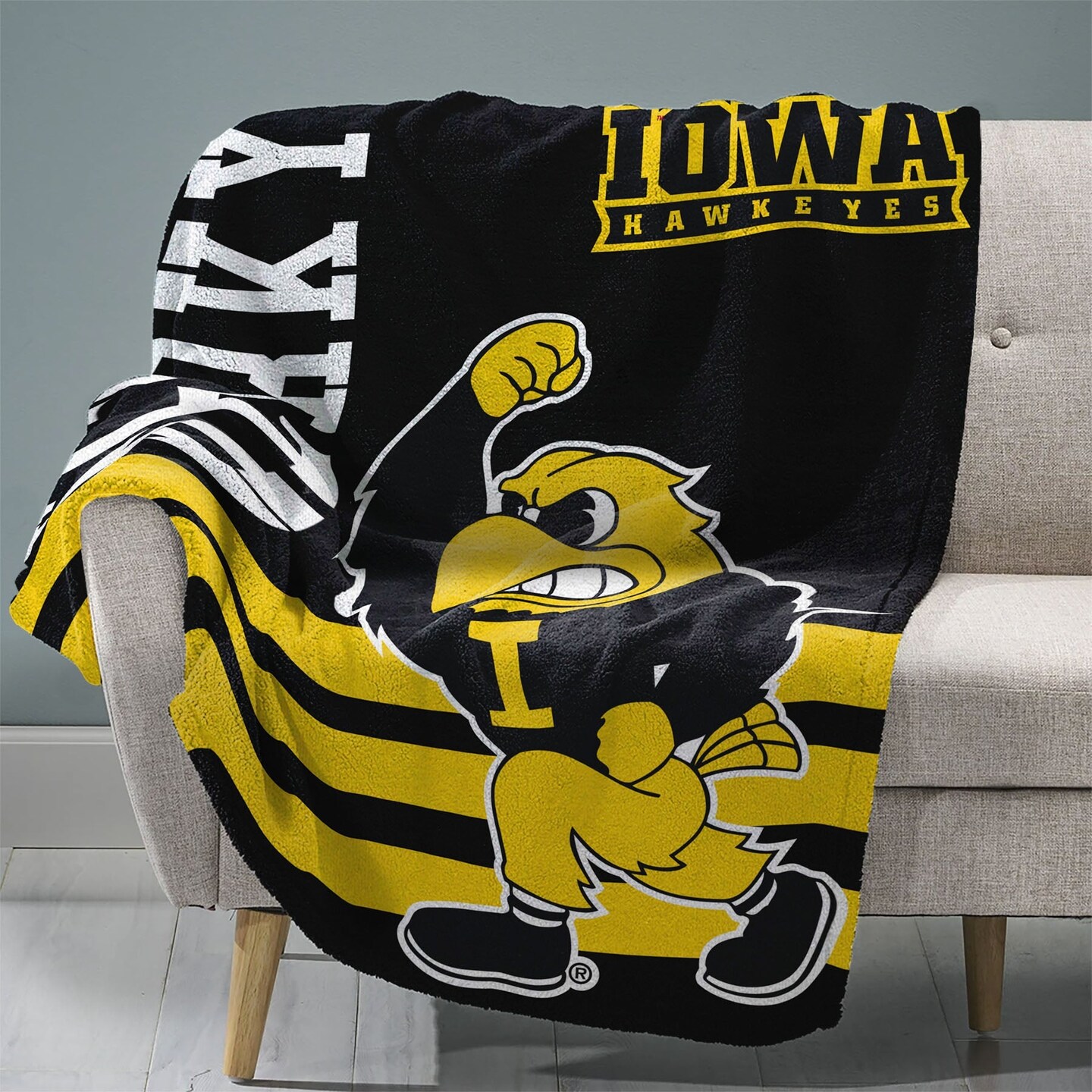 Sleep Squad Iowa Hawkeyes 60” x 80” Raschel Plush College Blanket