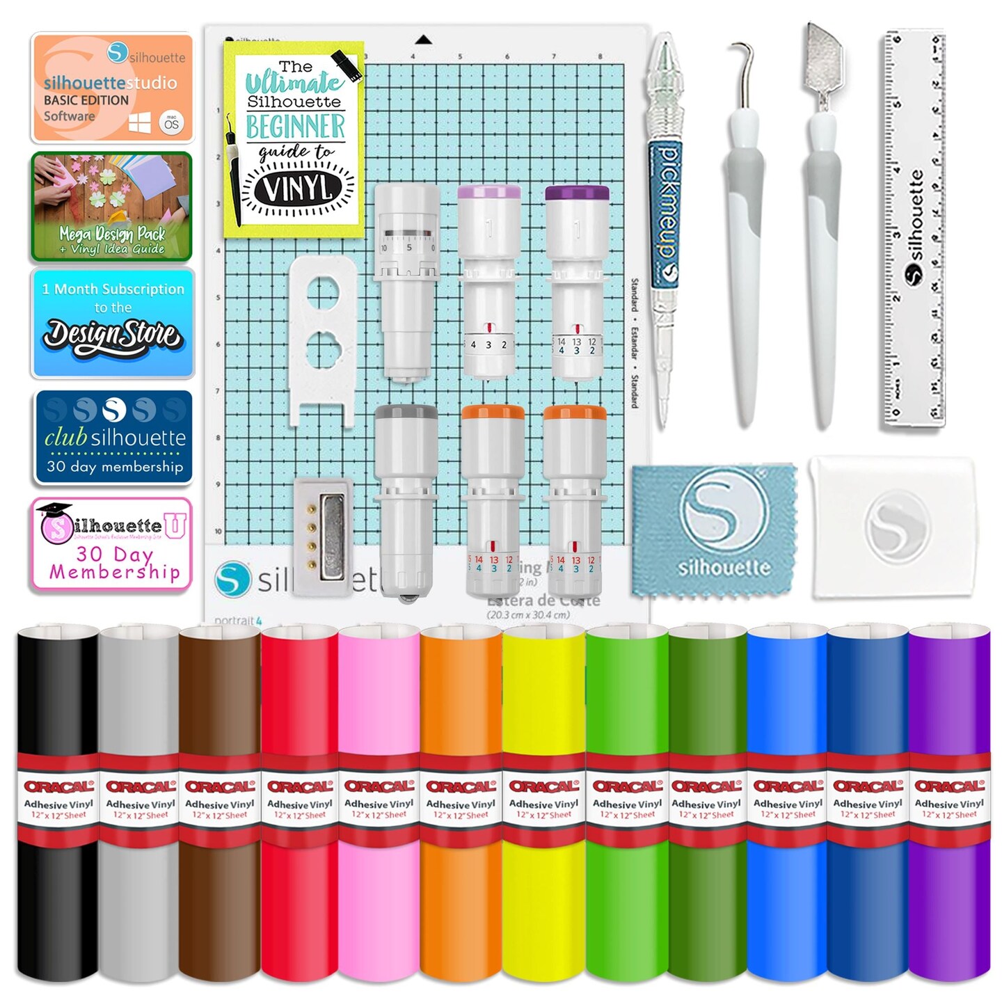 Silhouette Portrait 4 w/ Deluxe Blade & Tool Pack, Mat Pack, Guides, Designs