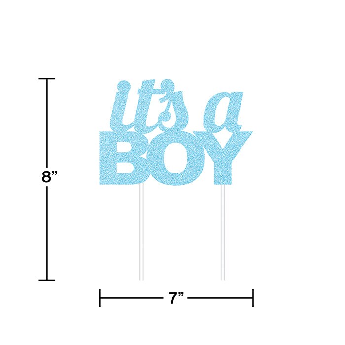 Blue Glitter It&#x27;s A Boy Cake Topper