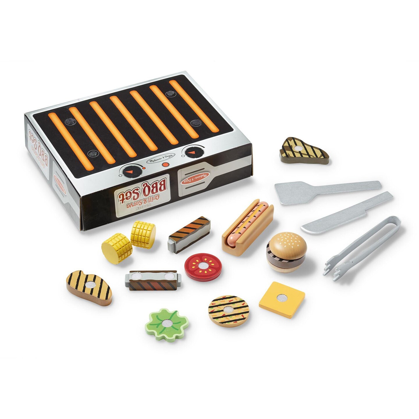 Wooden Grill &#x26; Serve BBQ Set