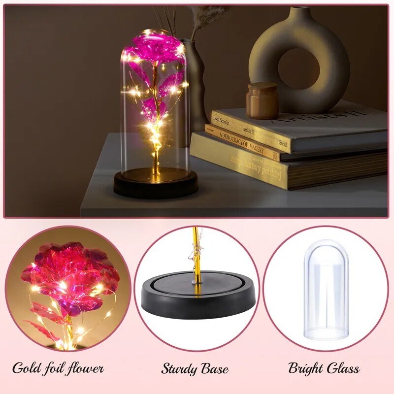 LED Galaxy Enchanted Rose Glass
