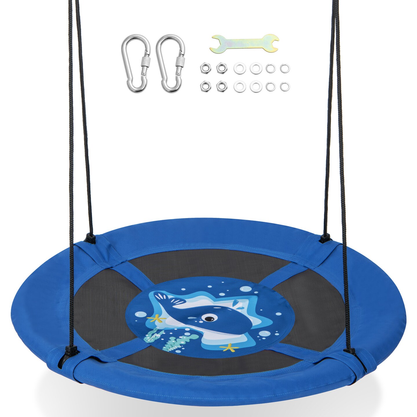 40 Inches Saucer Tree Swing with Adjustable Hanging Ropes and 900D Oxford Fabric