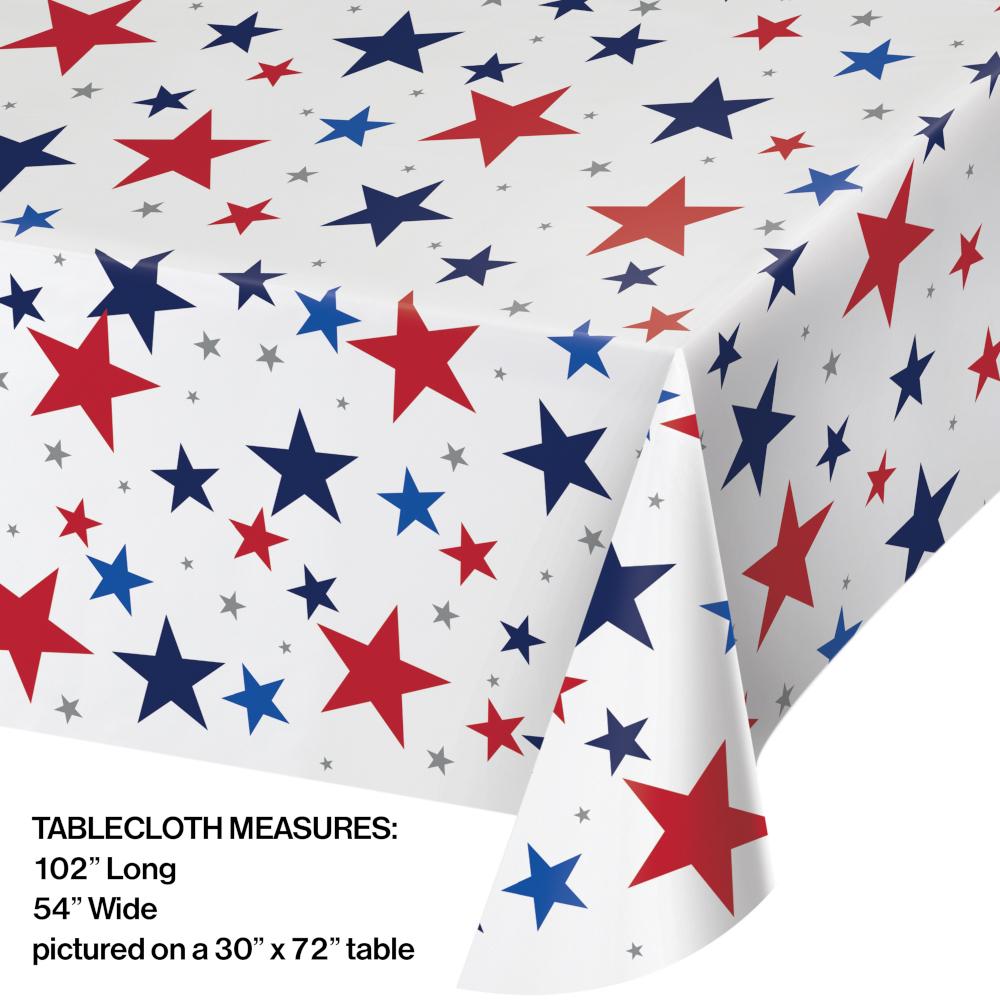 Patriotic Stars Paper Tablecover All Over Print 54X102 (1/Pkg)