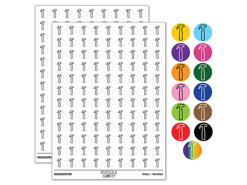 Hammer Tool Outline 200+ 0.50&#x22; Round Stickers