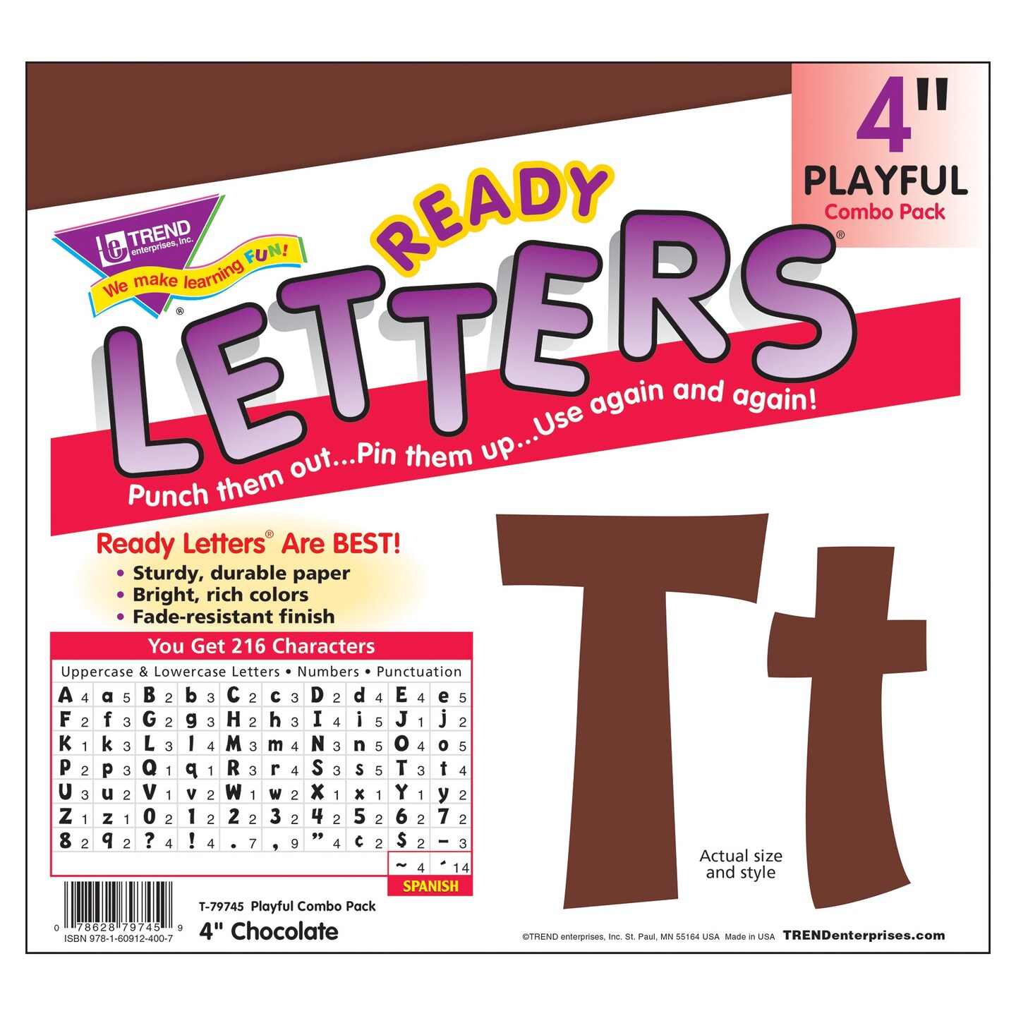 Chocolate 4&#x22; Playful Combo Ready Letters&#xAE;, 3 Packs