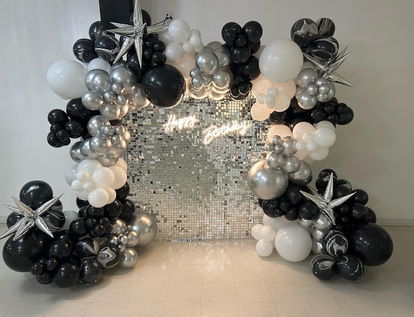 Black Silver Confetti Latex Balloons,60pcs 12 inch Black White Silver Metallic Chrome and Silver Confetti Balloons for Birthday, Baby Shower, Wedding, and Silver Theme Party Decoration