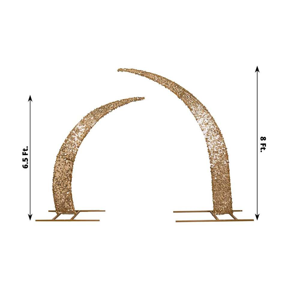 2 GOLD Big Payette Sequin Half Crescent Moon Arch BACKDROP