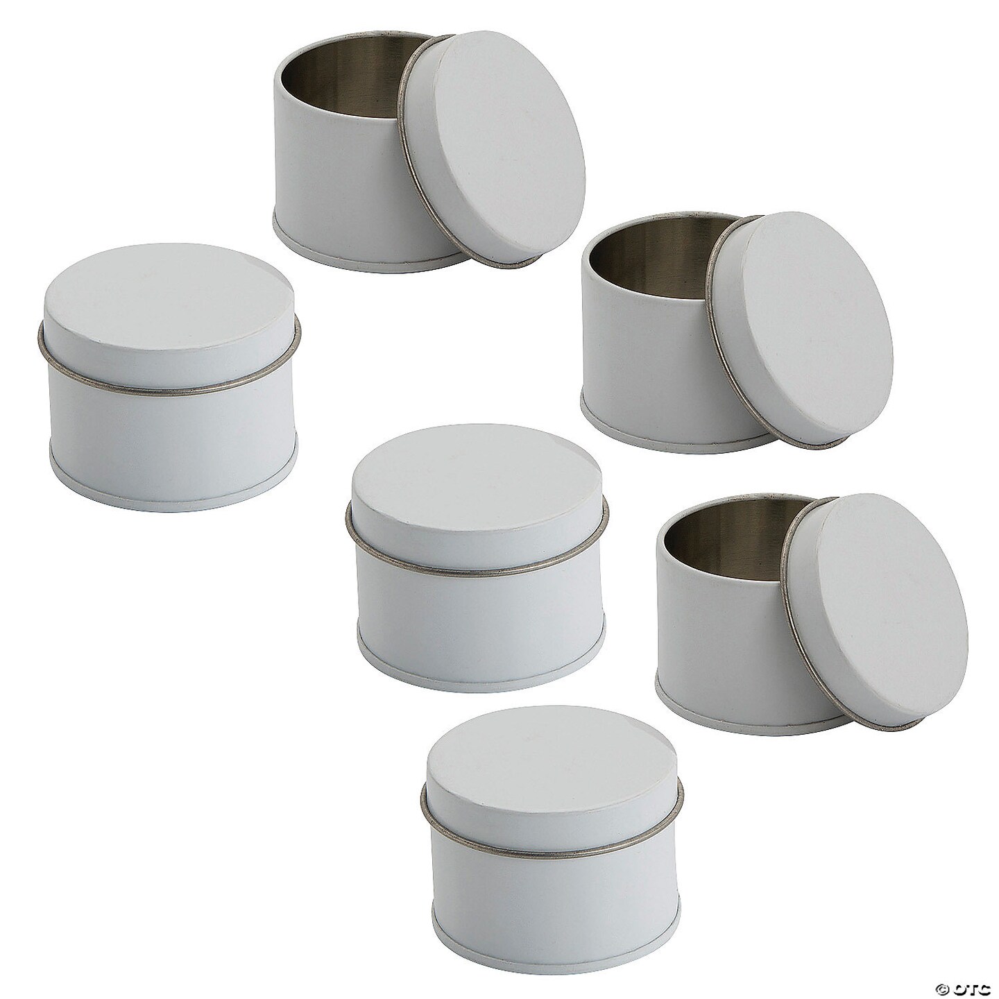 Bulk 48 Pc. White Round Metal Favor Tins