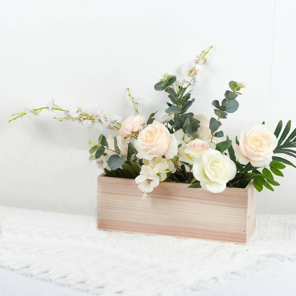 14" Tan Brown Natural Wood BOXES Rectangle PLANT HOLDERS Centerpieces