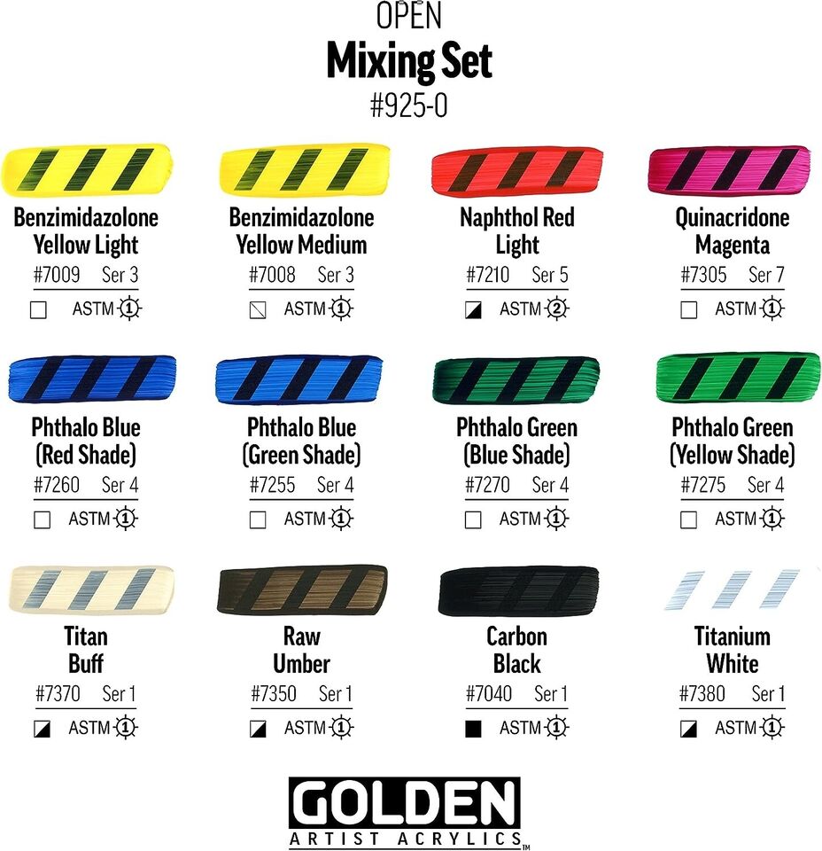 12 Colors OPEN Acrylic Paint Set