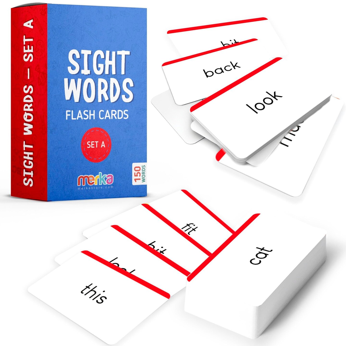 merka Sight Words Flash Cards 1st Grade Learn To Read Reading Flash Cards For Kids First Words Learn To Read Mastering First Words Set of 150 Cards Set A